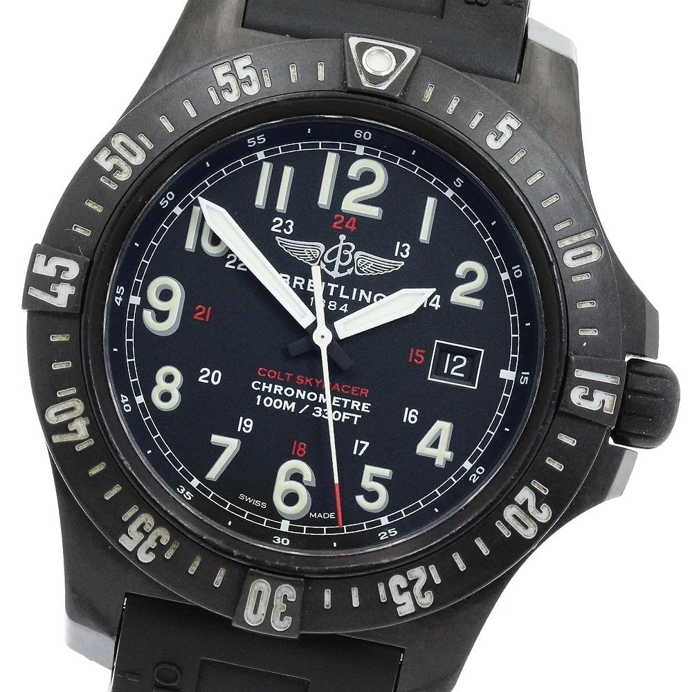 BREITLING COLT SKY RACER DATE BLACK DIAL QUARTZ WATCH: BREITLING Colt Sky Racer Date black Dial Quartz Watch Brand: BREITLING Type: Wristwatch Material: Band Material rubber, Case Material Bright light Color: Band Color black, Case Color black, Dial Co