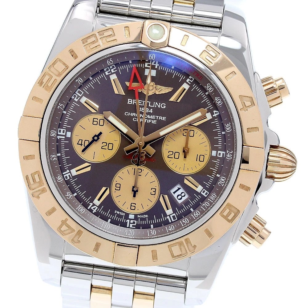 BREITLING CHRONOMAT GMT BROWN / GOLD DIAL AUTOMATIC WATCH: BREITLING Chronomat GMT Brown / Gold Dial Automatic Watch Brand: BREITLING Type: Wristwatch Material: Band Material Stainless Steel/K18PG, Case Material Stainless Steel/K18PG Color: Band Color Silv