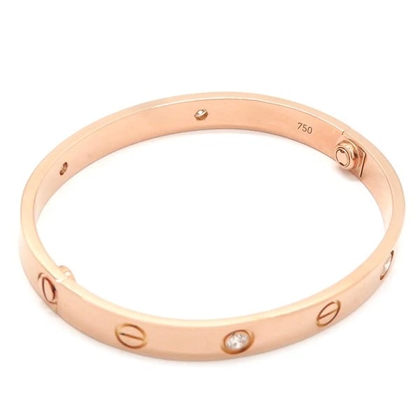 CARTIER BRACELET LOVE LOVE BRACELET HALF DIAMOND: Cartier bracelet LOVE Love Bracelet Half Diamond Brand: Cartier Type: bracelet Material: 18K Pink Gold, Color: Pink gold Size: Circumference of Wrist:15cmW0.6cm Depth:0.6cm Accessories: None <