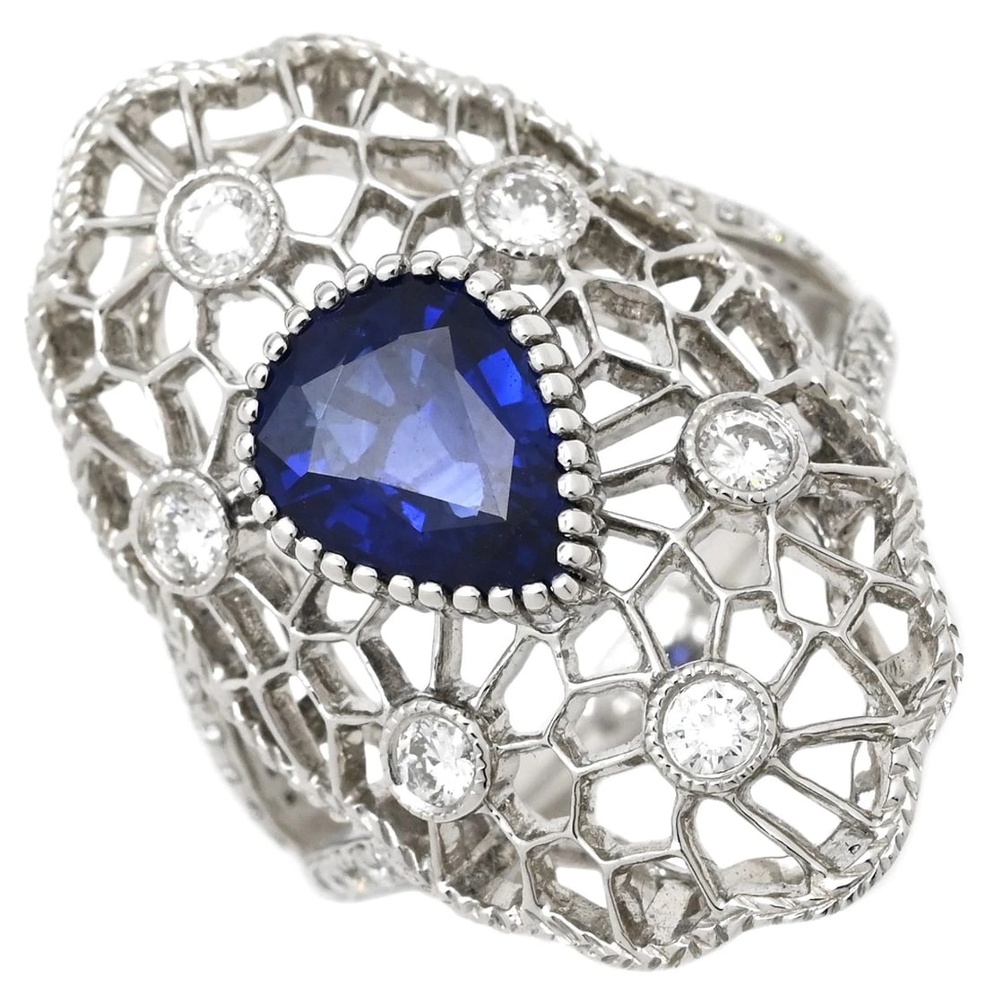 RING BLUE SAPPHIRE EARRING K18WG SAPPHIRE DIAMOND (1 of 4)