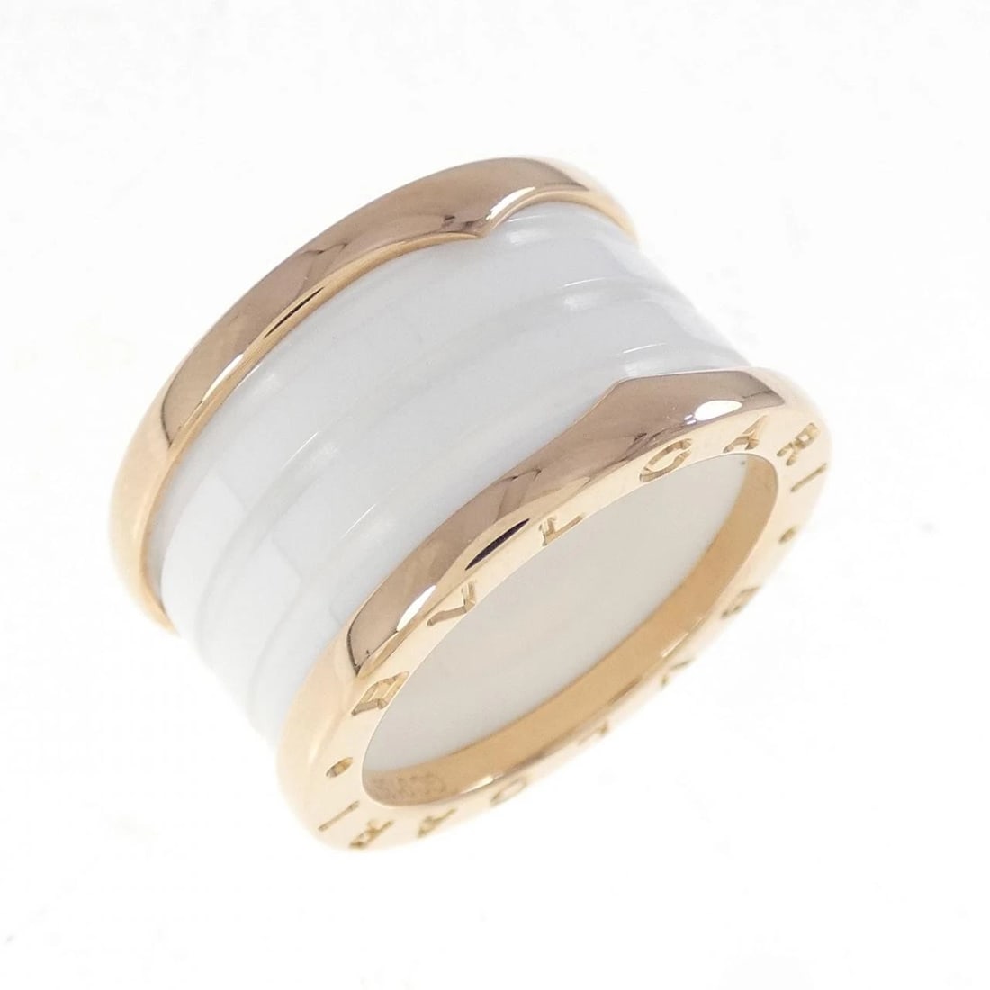 BVLGARI B.ZERO1 4 BANDS RING: BVLGARI B.zero1 4 Bands Ring Brand: BVLGARI Type: Ring Material: 750 Pink Gold ceramic, Color: Pink Gold ceramic Size: 7-7.5 (US size) Accessories: None Accessories Notice: When purchasing