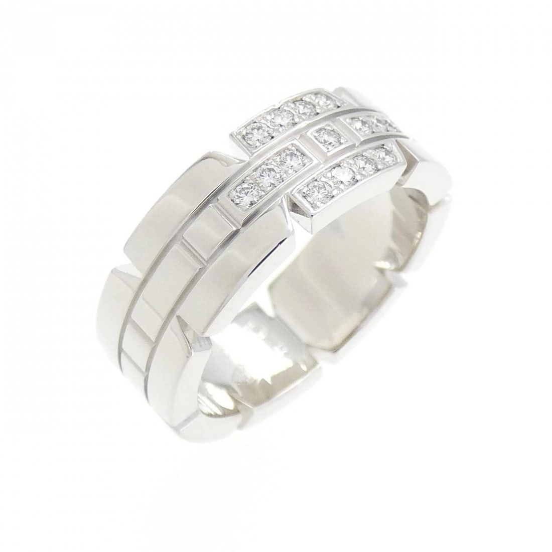 CARTIER TANK FRANCAISE HALF DIAMOND RING: Cartier Tank Francaise half Diamond Ring Brand: Cartier Type: Ring Material: 750 White Gold, Main Stone Natural Color: White Gold Size: 4.5-5 (US size) Accessories: None Accessories Notice