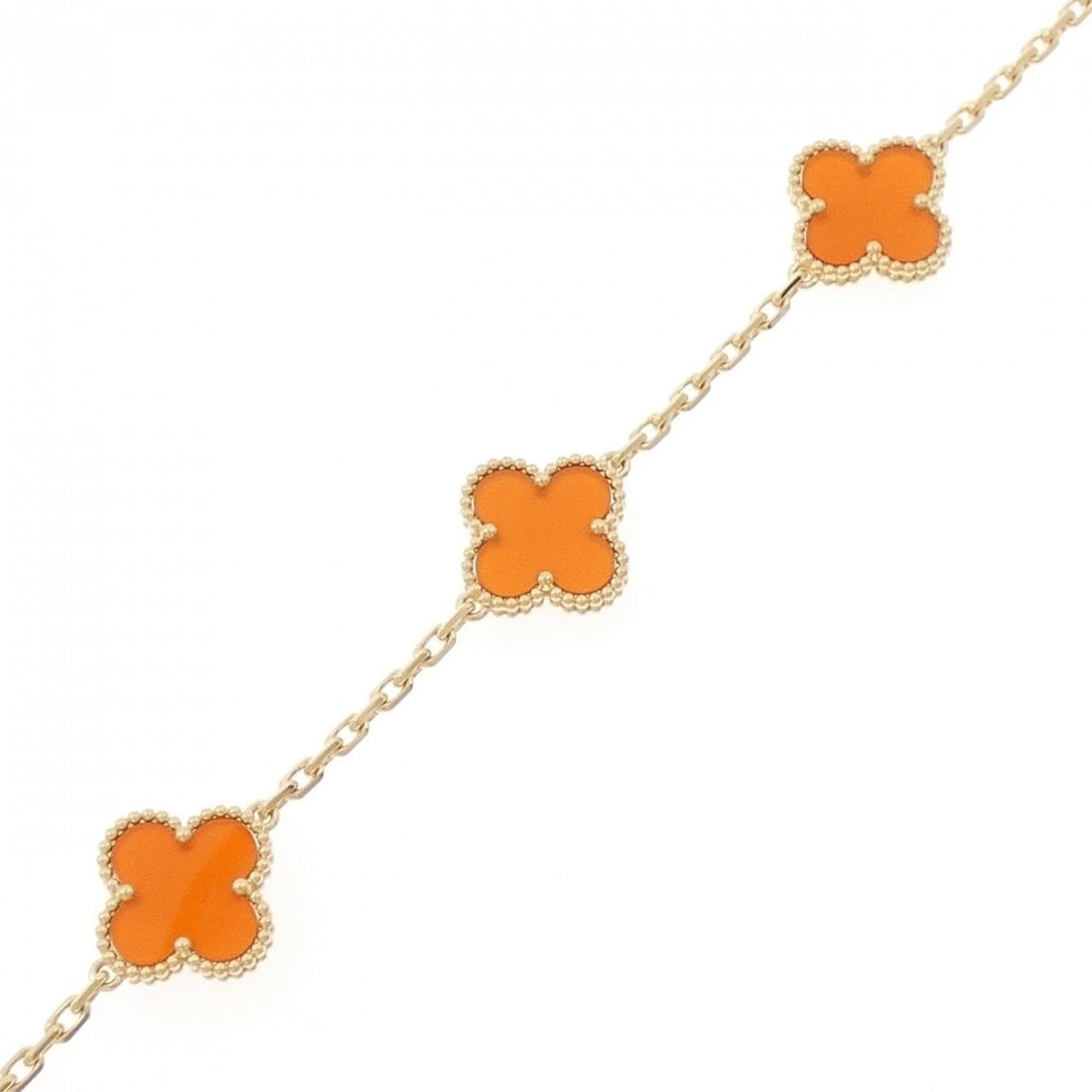 VAN CLEEF & ARPELS ALHAMBRA 5 MOTIFS BRACELET: Van Cleef & Arpels Alhambra 5 motifs Bracelet Brand: Van Cleef & Arpels Type: Bracelet Material: 750 Yellow Gold, Main Stone Carnelian Color: Yellow Gold Size: 19cmActualSize Max W: 14.9mm Access