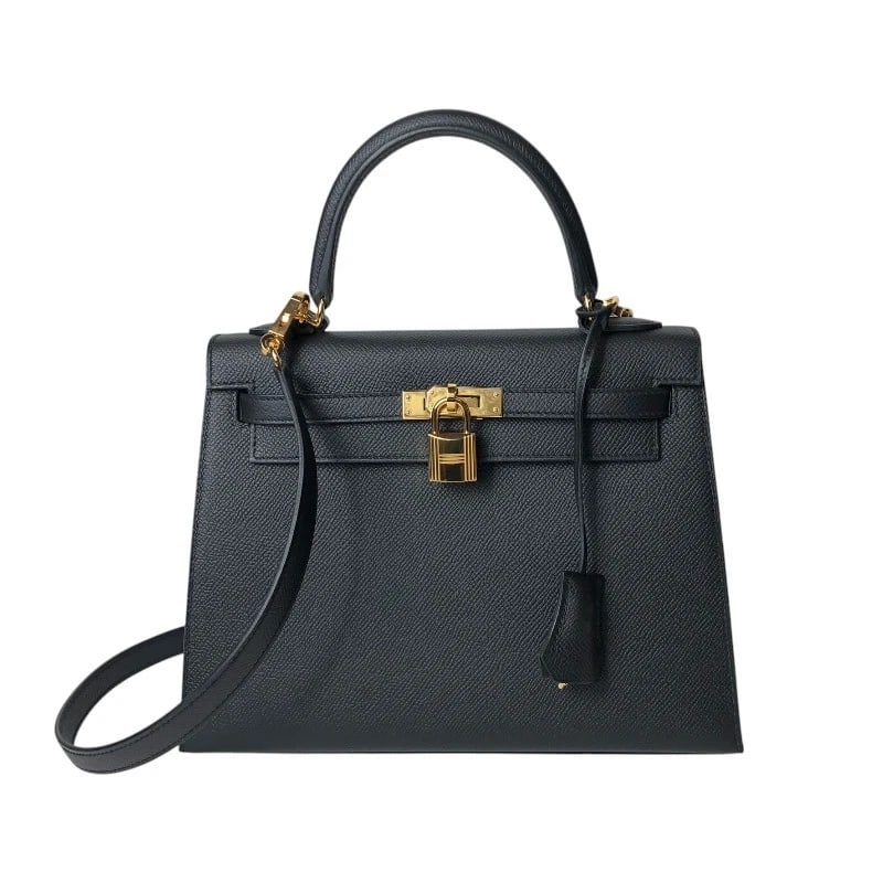 HERMES KELLY 25 OUTER STITCH SHOULDER BAG: HERMES Kelly 25 outer stitch Shoulder Bag Brand: HERMES Type: Shoulder Bag Material: Epsom Color: Black Gold Hardware Size: W9.8 x H7.5x D3.7inch Shoulder:36.6inch Accessories: None Access