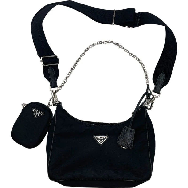 PRADA RE-EDITION SHOULDER SHOULDER BAG: PRADA Re-Edition Shoulder Shoulder Bag Brand: PRADA Type: Shoulder Bag Material: Nylon Color: black Size: W8.7 x H6.3x D2.4inch Shoulder:43.3inch Accessories: None Accessories Notice: When