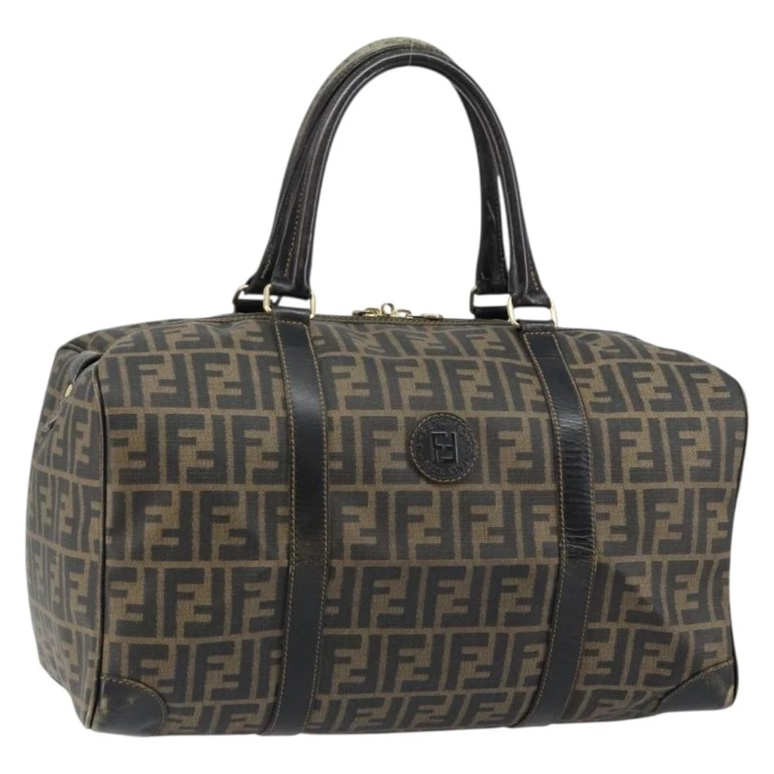 FENDI ZUCCA CANVAS BOSTON BAG PVC BLACK BROWN: FENDI Zucca Canvas Boston Bag PVC Black Brown Brand: FENDI Type: Boston Bag Material: PVC Leather Color: Black / Brown Size: W15.7 x H8.3 x D8.7inch(Approx) Handle Drop:7.5inch(Approx) Accessorie