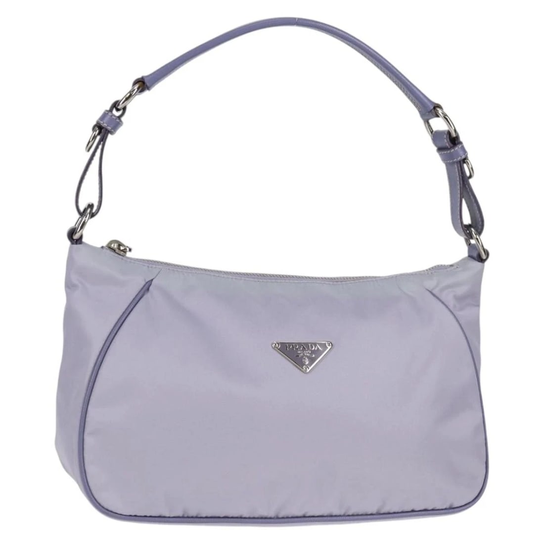 PRADA SHOULDER BAG NYLON PURPLE SILVER: PRADA Shoulder Bag Nylon Purple Silver Brand: PRADA Type: Shoulder Bag Material: Nylon Color: Purple / Silver Size: W9.8 x H7.1 x D7.5inch(Approx) Shoulder Drop:5.9inch(Approx) Accessories: None