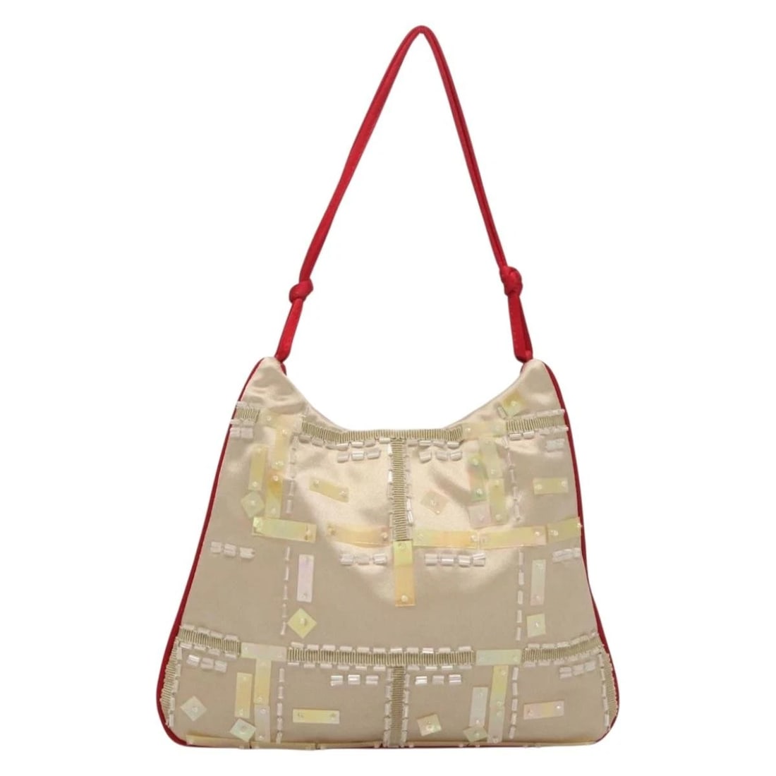 PRADA HAND BAG SATIN BEIGE: PRADA Hand Bag Satin Beige Brand: PRADA Type: Hand Bag Material: Satin Color: Beige Size: W7.5 x H5.5 x D0.4inch(Approx) Handle Drop:5.5inch(Approx) Accessories: None Accessories Notice: W