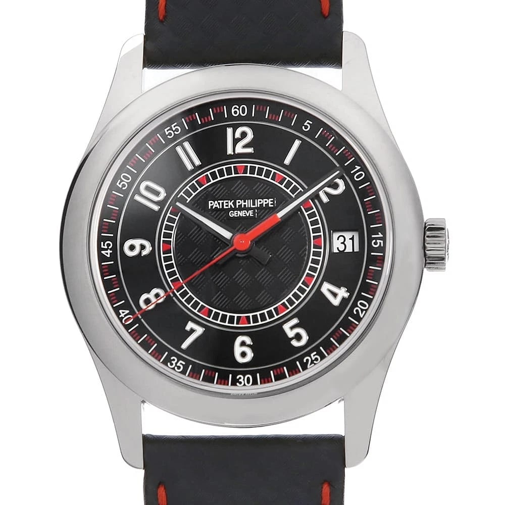 PATEK PHILIPPE CALATRAVA WATCH: PATEK PHILIPPE Calatrava Watch Brand: PATEK PHILIPPE Type: Wrist watch Material: Band Material Calfskin, Case Material White Gold Color: Black Size: Band Size NONE, Case Size Case:W40mm Accessori