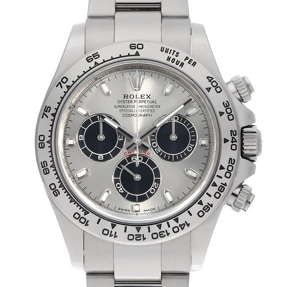 ROLEX COSMOGRAPH DAYTONA STEEL X BLACK WATCH: ROLEX Cosmograph Daytona Steel x black Watch Brand: ROLEX Type: Wrist watch Material: Band Material White Gold, Case Material White Gold Color: Steel and Black Size: Band Size 19.5cm (7.7inch), Ca