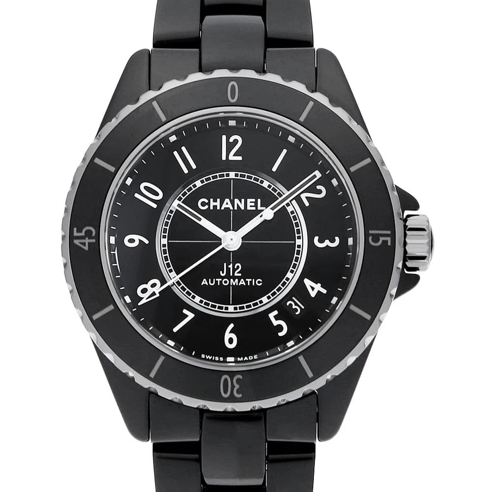 CHANEL J12 BLACK CERAMIC WATCH: CHANEL J12 black ceramic Watch Brand: CHANEL Type: Wrist watch Material: Band Material Ceramic, Case Material Ceramic Color: Black Size: Band Size 17.5cm (6.9inch), Case Size Case:W38mm Circumfere