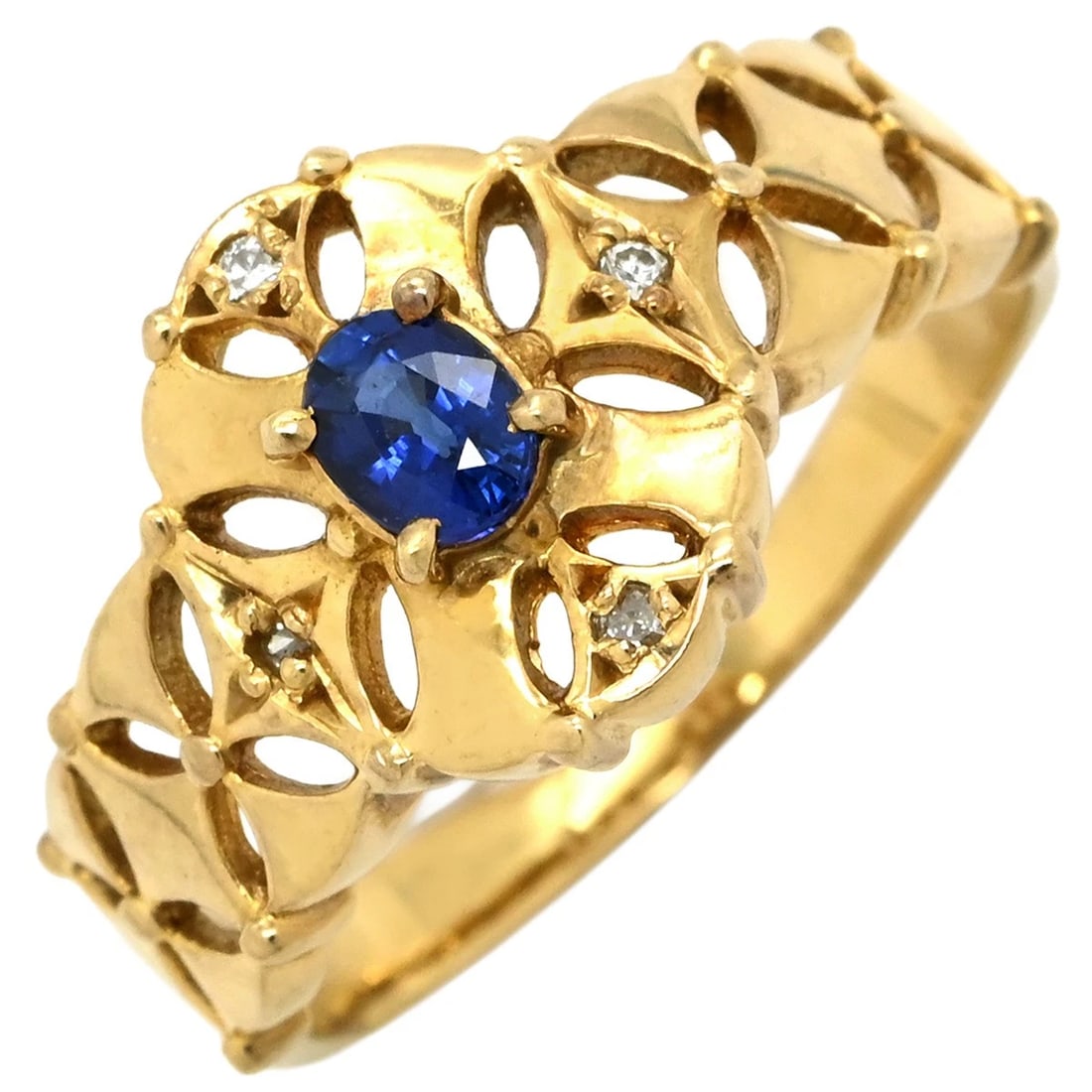 RING BLUE SAPPHIRE EARRING 18K YELLOW GOLD (1 of 3)