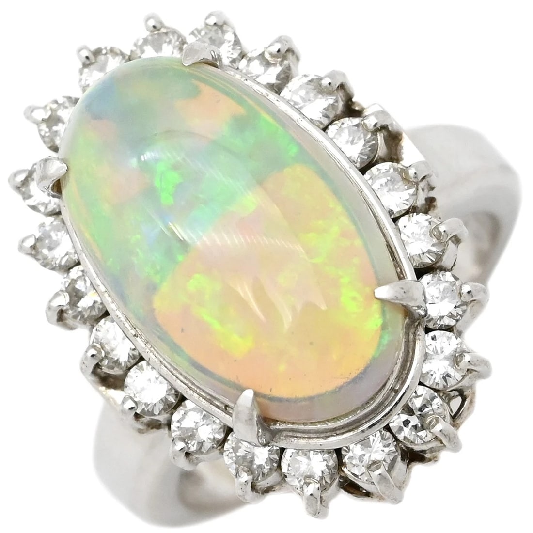 RING OPAL EARRING PT900 OPAL DIAMOND PLATINUM (1 of 5)