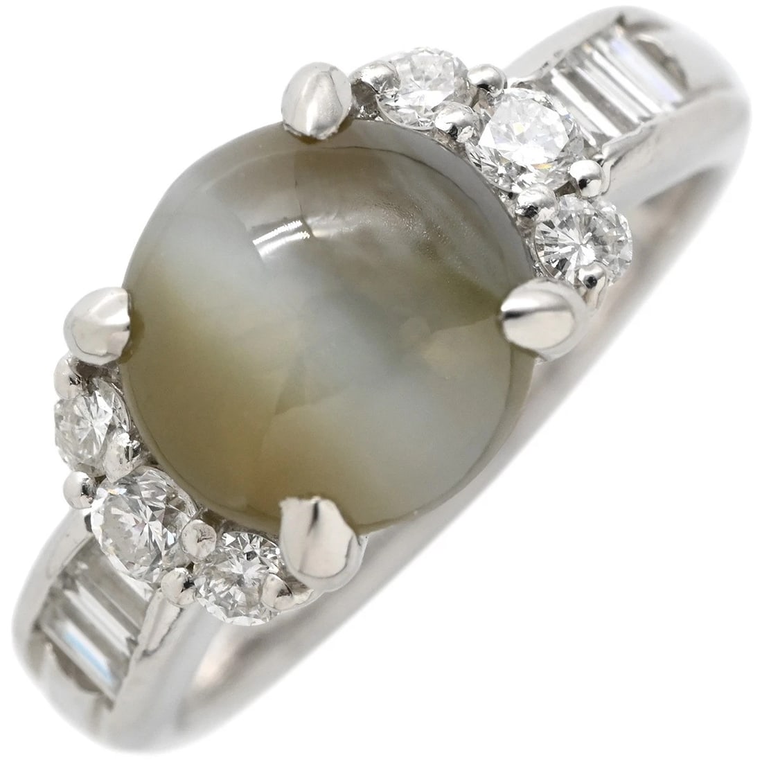 RING CHRYSOBERYL CAT'S EYE DIAMOND RING PT900 (1 of 3)