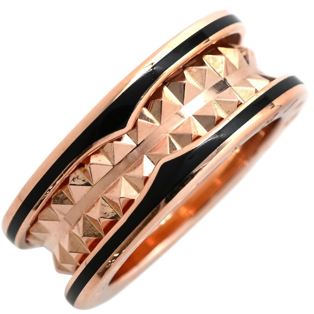 BVLGARI RING B-ZERO1 LOCK B-ZERO1 2-BAND RING: BVLGARI Ring B-zero1 Lock B-zero1 2-Band Ring Brand: BVLGARI Type: Ring ring Material: 18K Pink Gold/ceramic, Color: Pink GoldxBlack Size: US 6 1/2 Accessories: None Accessories Notice: Wh