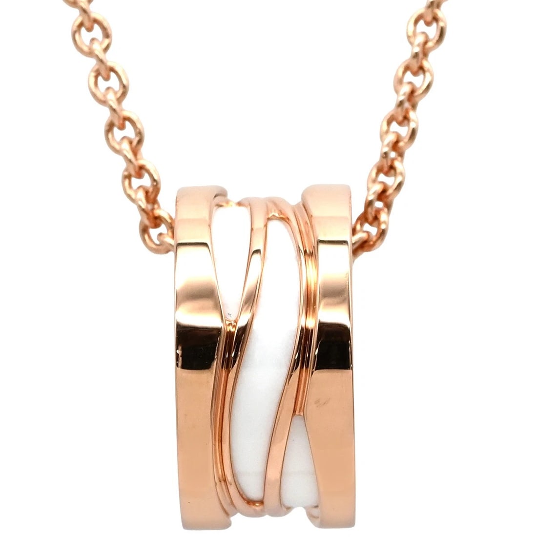 BVLGARI NECKLACE B.ZERO1 LEGEND NECKLACE 18K PINK GOLD: BVLGARI Necklace B.zero1 Legend Necklace 18K Pink Gold Brand: BVLGARI Type: Necklace Material: 18K Pink Gold, Color: 18K Pink Gold/ceramic Size: Total Length:46cm Top(W)7.6mm x (H)15.3mm AdjUS tab