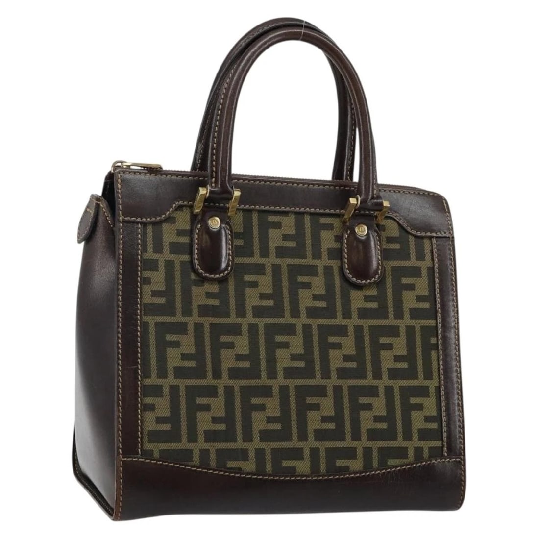 FENDI ZUCCA CANVAS HAND BAG BLACK BROWN: FENDI Zucca Canvas Hand Bag Black Brown Brand: FENDI Type: Hand Bag Material: Zucca Canvas Color: Black / Brown Size: W9.8 x H9.1 x D5.9inch(Approx) Handle Drop:4.7inch(Approx) Accessories: None
