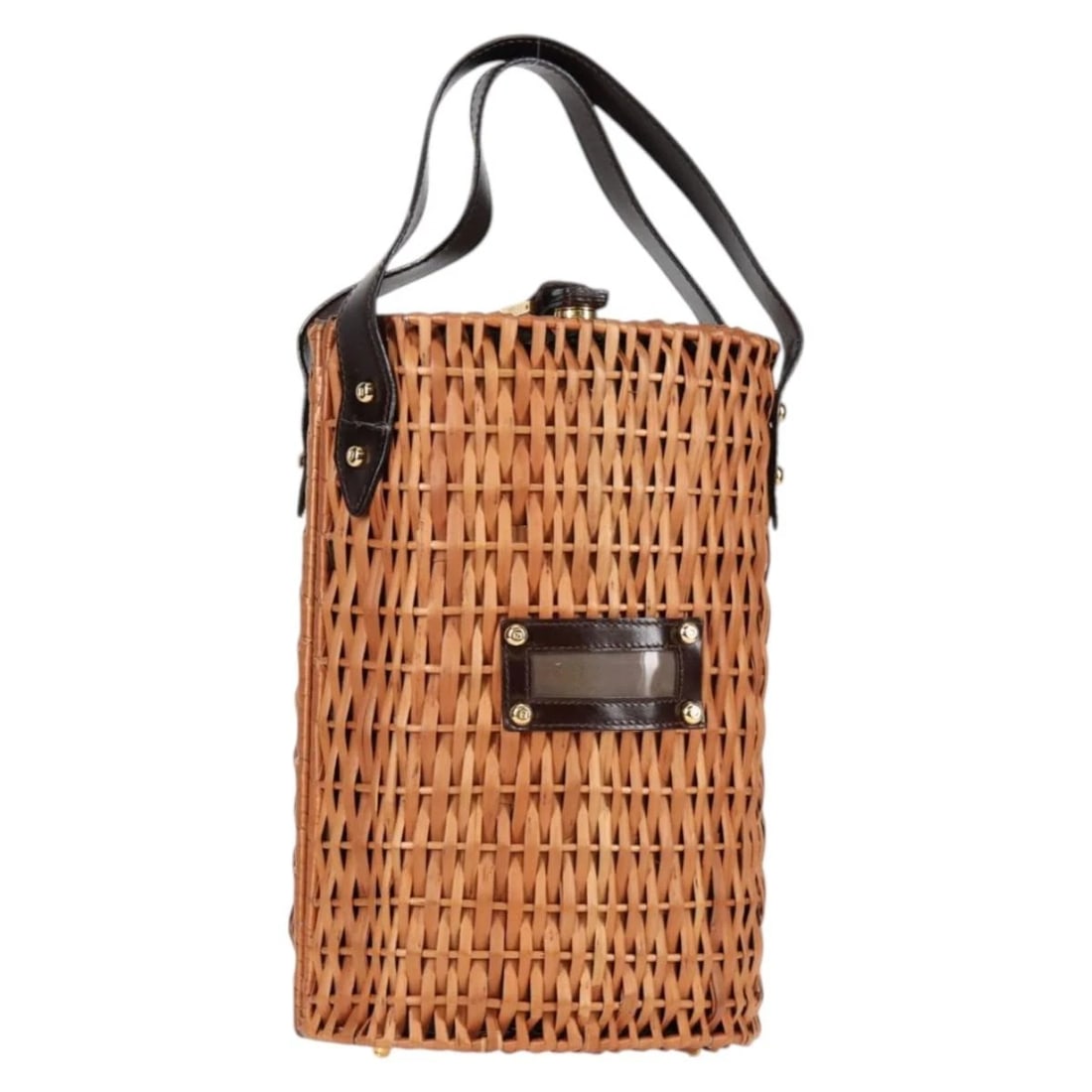 FENDI STRAW BAG HAND BAG RAFFIA BROWN GOLD: FENDI Straw Bag Hand Bag Raffia Brown Gold Brand: FENDI Type: Hand Bag Material: Wood Color: Brown / Gold Size: W7.9 x H11.8 x D5.1inch(Approx) Handle Drop:5.5inch(Approx) Accessories: None
