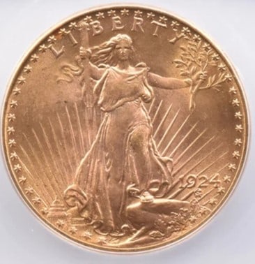 1924 $20 SAINT GAUDENS GOLD DOUBLE EAGLE (1 of 2)