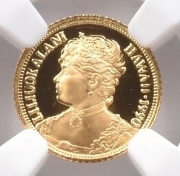 1990 HAWAII GOLD 1/20 CROWN QUEEN LILIUOKALANI: 1990 Hawaii Gold 1/20 Crown Queen Liliuokalani Grade : PF70 Composition : Gold Denomination : Not Specified Year : 1990 Country of Origin : None Mint Location : None Brand/Mint : None
