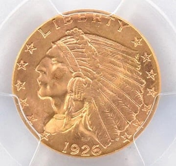 1926 $2.50 INDIAN HEAD GOLD QUARTER EAGLE (1 of 2)