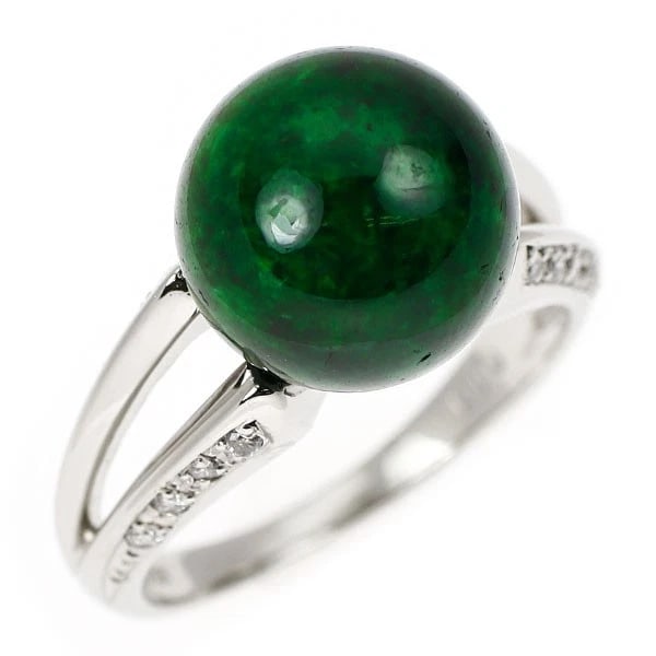 PT900 UNTREATED ROUND JADE DIAMOND RING: Pt900 Untreated Round Jade Diamond Ring Brand: None Type: rings Material: Pt900 Main Stone jade/jade Color: None Size: 5.5 - 5.75 US Accessories: None Accessories Notice: When purchasing