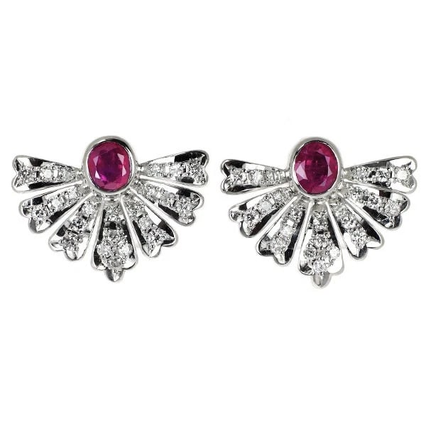 PT900/PT850 RUBY DIAMOND EARRINGS: Pt900/Pt850 Ruby Diamond Earrings Brand: None Type: earring Material: Platinum Main Stone Ruby Color: None Size: Length/Width/Diameter14.5Width/Thickness19.1 Accessories: None Accessories