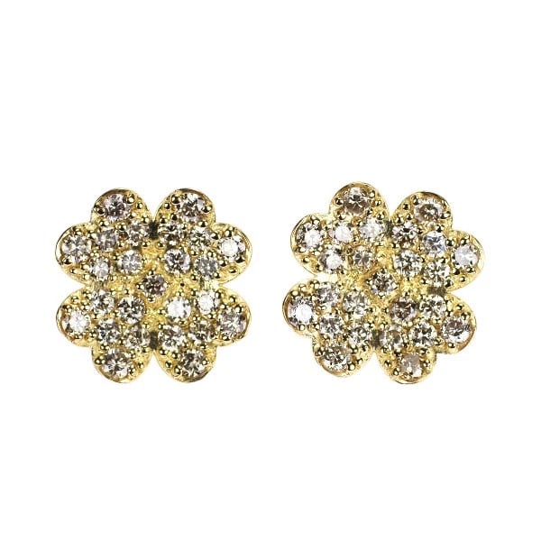 K18YG FLOWER CLOVERAVÉ DIAMOND EARRINGS: K18YG Flower Cloveravé Diamond Earrings Brand: None Type: piercing Material: K18YG Main Stone Natural Color: yellow gold Size: Length/Width/Diameter11.2Width/Thickness11.2 Accessories: None