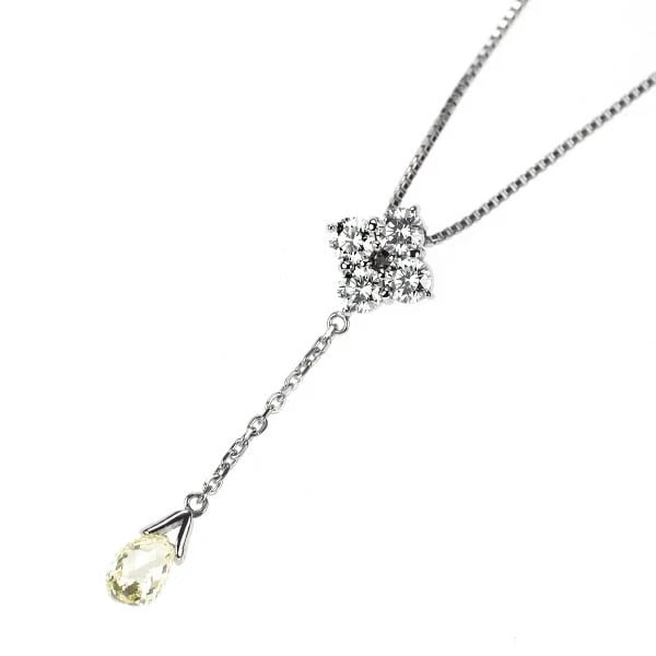 PT900/PT850 BRIOLETTE CUT DIAMOND PENDANT NECKLACE: Pt900/pt850 Briolette Cut Diamond Pendant Necklace Brand: None Type: pendant necklace Material: Platinum Main Stone Natural Color: Platinum Size: Necklace: Chain Length