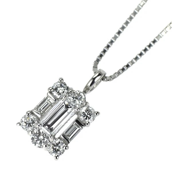 PT900/PT850 BUCKET CUT DIAMOND PENDANT NECKLACE: Pt900/pt850 Bucket Cut Diamond Pendant Necklace Brand: None Type: pendant necklace Material: Pt850 Main Stone Natural Color: None Size: Necklace: Chain Length ?45 Length/Width/Diameter 13.9