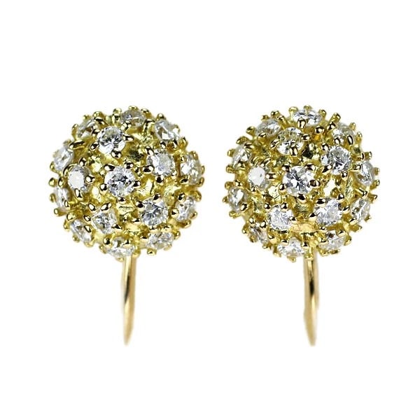 K18YG DIAMOND EARRINGS: K18YG DIAMOND EARRINGS Brand: None Type: earring Material: K18YG Main Stone Natural Color: yellow gold Size: Length/Width/Diameter12.8Width/Thickness8.5 Accessories: None Accessories Notice: