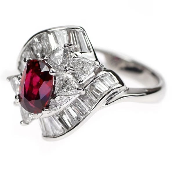 PT900 RUBY DIAMOND RING: Pt900 ruby diamond ring Brand: None Type: rings Material: Pt900 Main Stone Ruby Color: None Size: 5.25 US Accessories: None Accessories Notice: When purchasing pre-owned goods, please refe