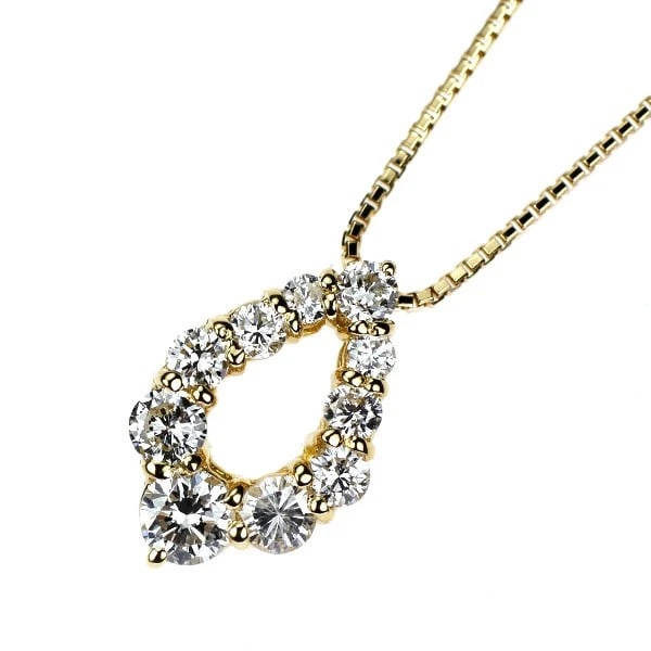 K18YG DIAMOND PENDANT NECKLACE: K18YG Diamond Pendant Necklace Brand: None Type: pendant necklace Material: K18YG Main Stone Natural Color: yellow gold Size: Necklace: Chain Length 40.5 Length/Width/Diameter 13.2