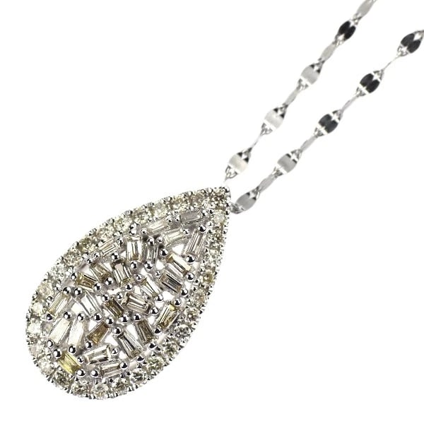 K18WG DIAMOND PENDANT NECKLACE: K18WG DIAMOND Pendant NECKLACE Brand: None Type: pendant necklace Material: Gold Main Stone Natural Color: None Size: Necklace: Chain Length ?45.5Length/Width/Diameter14.9Width/Thickness8.6 
