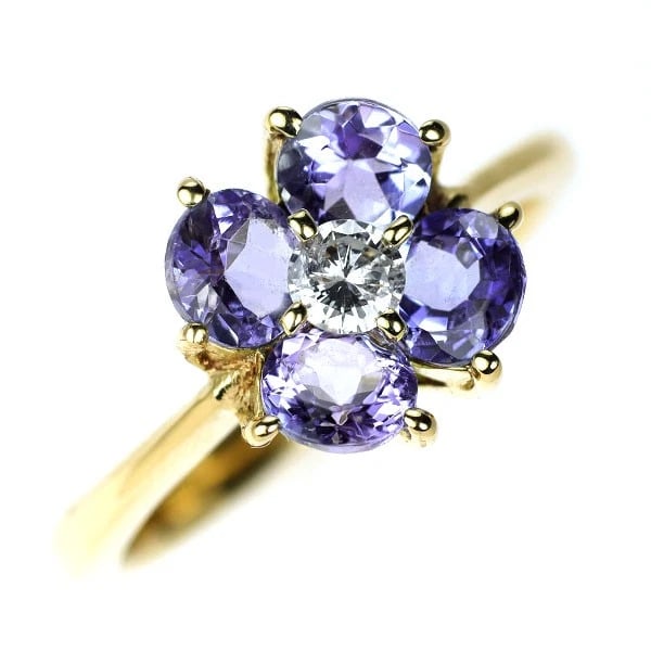 K18YG TANZANITE DIAMOND RING: K18YG tanzanite diamond ring Brand: None Type: rings Material: K18YG Main Stone tanzanite Color: yellow gold Size: 3.75 US Accessories: None Accessories Notice: When purchasing pre-owned