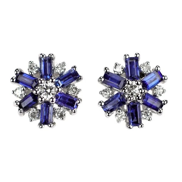 K18WG SAPHIRE DIAMOND EARRINGS: K18WG SaPhire Diamond Earrings Brand: None Type: piercing Material: K18WG Main Stone sapphires Color: None Size: Length/Width/Diameter8.0Width/Thickness7.5 Accessories: None Accessories
