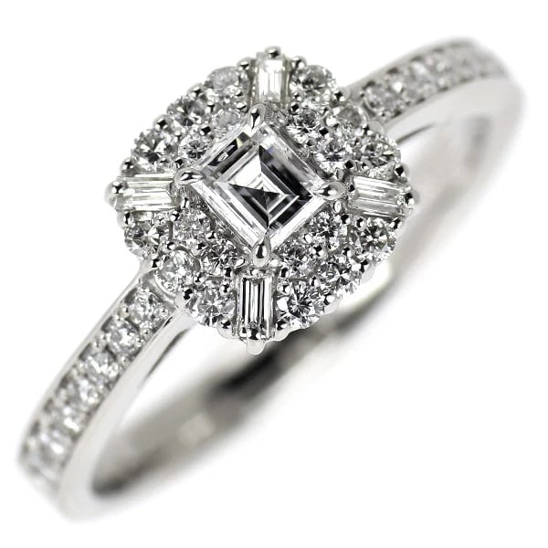 PT900 SQUARE CUT DIAMOND RING: Pt900 square cut diamond ring Brand: None Type: rings Material: Pt900 Main Stone Natural Color: None Size: 6 US Accessories: None Accessories Notice: When purchasing pre-owned goods, pleas