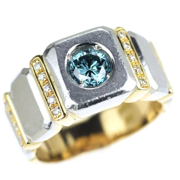 K18YG/PT900 TREAT BLUE DIAMOND RING: K18YG/Pt900 Treat Blue Diamond Ring Brand: None Type: rings Material: Pt900 Main Stone Natural Color: None Size: 8.25 - 8.5 US Accessories: None Accessories Notice: When purchasing pre-owned