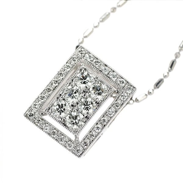 K18WG DIAMOND PENDANT NECKLACE: K18WG DIAMOND Pendant NECKLACE Brand: None Type: pendant necklace Material: K18WG Main Stone Natural Color: None Size: Necklace: Chain Length 40.5Length/Width/Diameter13.5Width/Thickness10.7 