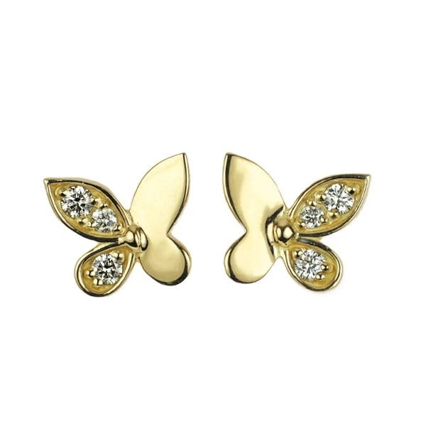 K18YG BUTTERFLY DIAMOND EARRINGS (1 of 2)
