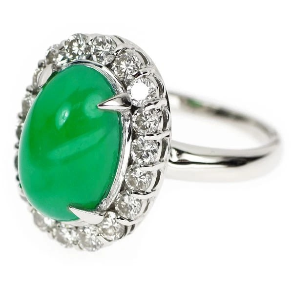 PT900 JADE DIAMOND RING - 2