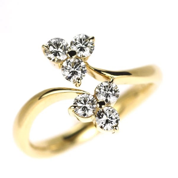 K18YG FLOWER DIAMOND RING: K18YG flower diamond ring Brand: None Type: rings Material: K18YG Main Stone Natural Color: None Size: 6 US Accessories: None Accessories Notice: When purchasing pre-owned goods, please refer