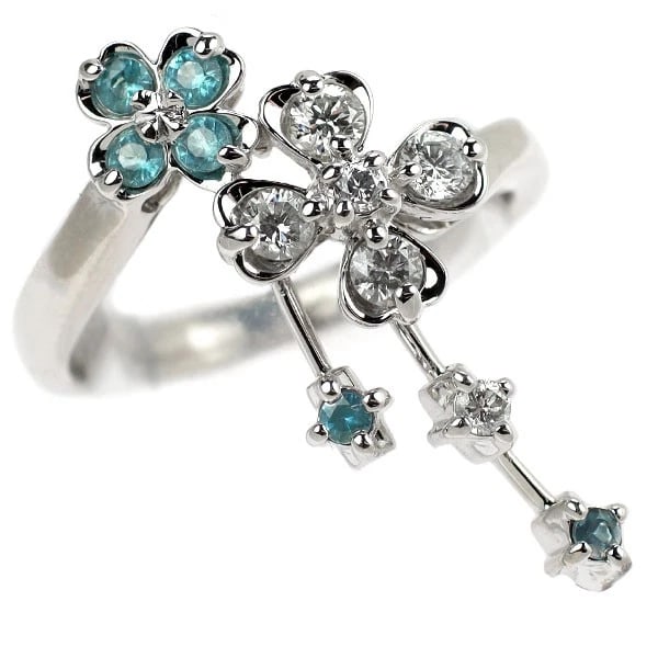 K18WG TOURMALINE DIAMOND RING: K18WG Tourmaline Diamond Ring Brand: None Type: rings Material: Gold Main Stone tourmaline Color: None Size: 4.75 - 5 US Accessories: None Accessories Notice: When purchasing pre-owned goods,