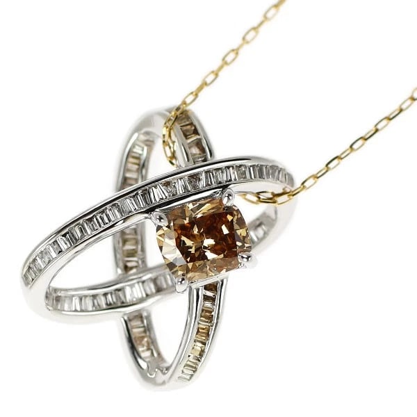 K18YG/WG DIAMOND PENDANT NECKLACE: K18YG/WG diamond Pendant necklace Brand: None Type: pendant necklace Material: Gold Main Stone Natural Color: None Size: Length/Width/Diameter14.8Width/Thickness12.1 Accessories: None