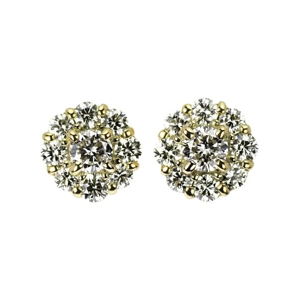 K18YG DIAMOND EARRING: K18YG diamond earring Brand: None Type: piercing Material: K18YG Main Stone Natural Color: None Size: Length/Width/Diameter7.4Width/Thickness7.4 Accessories: None Accessories Notice: When