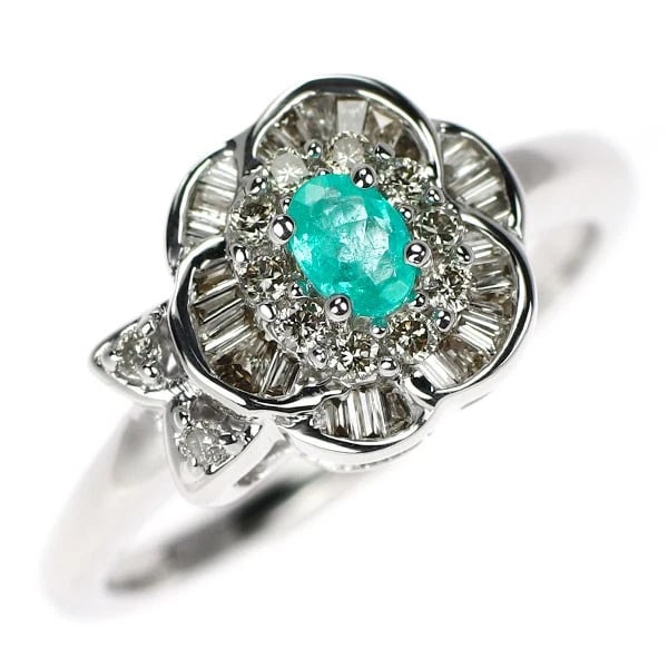 K18WG TOURMALINE DIAMOND RING: K18WG Tourmaline Diamond Ring Brand: None Type: rings Material: K18WG Main Stone tourmaline Color: None Size: 5.5 - 5.75 US Accessories: None Accessories Notice: When purchasing pre-owned