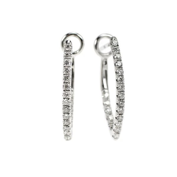 K18WG HOOP DIAMOND EARRINGS: K18WG hoop diamond earrings Brand: None Type: piercing Material: Gold Main Stone Natural Color: None Size: Length/Width/Diameter19.4Width/Thickness1.6 Accessories: None Accessories Notice: