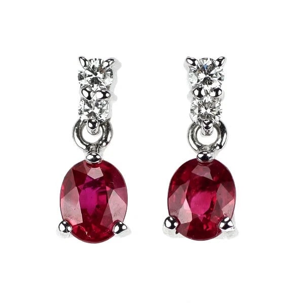 K18WG/ K14WG RUBY DIAMOND EARRINGS: K18WG/ K14WG Ruby Diamond Earrings Brand: None Type: piercing Material: Gold Main Stone Natural Color: None Size: Length/Width/Diameter11.5Width/Thickness4.5 Accessories: None Accessories