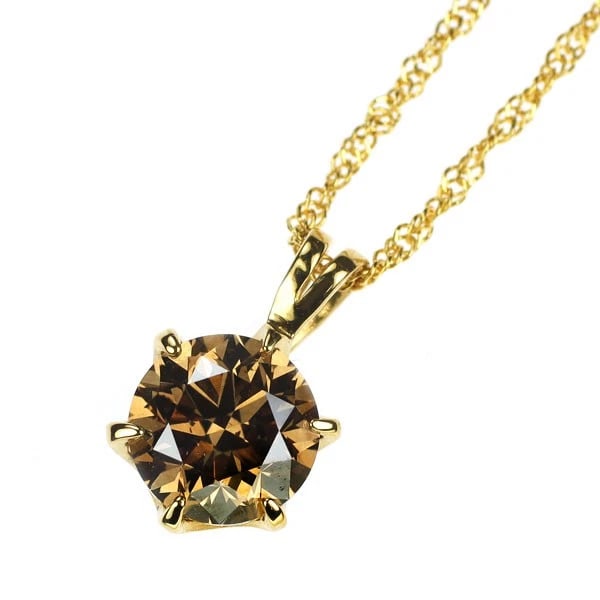 K24 BROWN DIAMOND PENDANT NECKLACE: K24 brown diamond Pendant necklace Brand: None Type: pendant necklace Material: K24 Main Stone Natural Color: None Size: Necklace: Chain Length 46Length/Width/Diameter13.6Width/Thickness8.2 