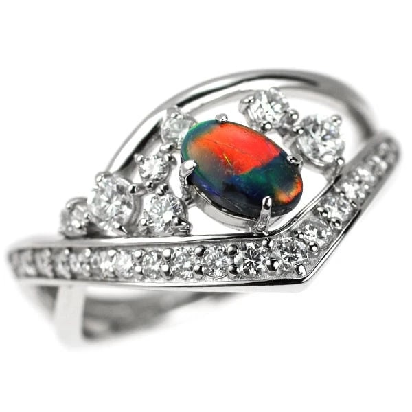 PT950 BLACK OPAL DIAMOND RING: Pt950 Black Opal Diamond Ring Brand: None Type: rings Material: Pt950 Main Stone Opal Color: None Size: 6 US Accessories: None Accessories Notice: When purchasing pre-owned goods, please r
